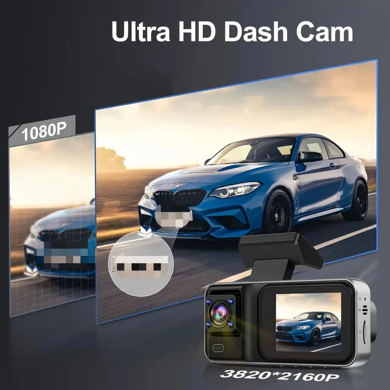 3-Channel 1080P WiFi Dash Cam – Front, Rear & Interior Camera