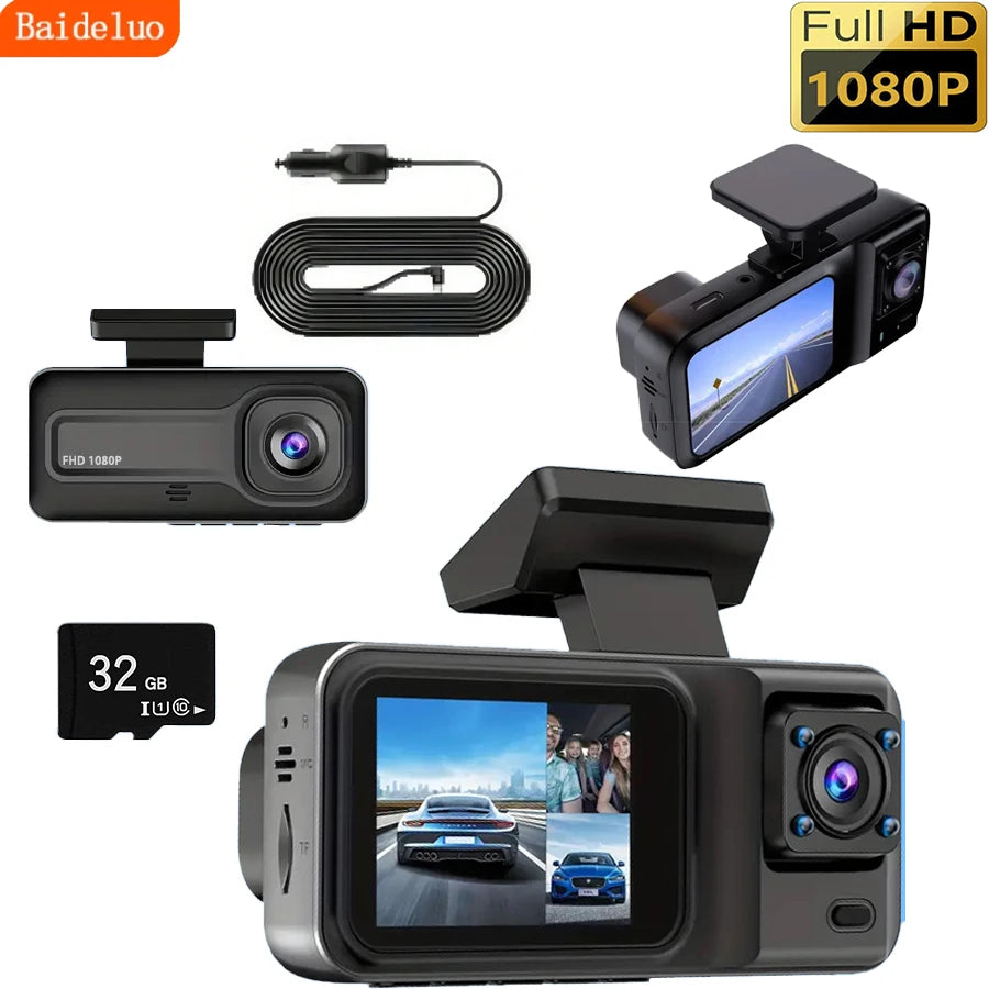 3-Channel 1080P WiFi Dash Cam – Front, Rear & Interior Camera